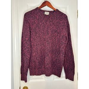 L.L. Bean Womens M Reg Red Black Marled 100% Cotton Crewneck Sweater Pullover